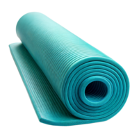 Rolled up turquoise yoga mat ready for fitness png