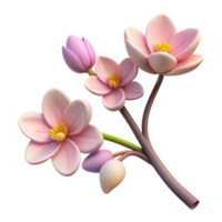 Blooming magnolia branches with pink and purple petals png