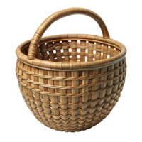 A close-up of a woven basket with a handle png