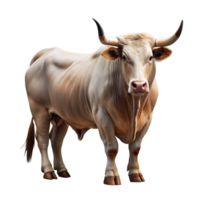 Detailed illustration of a majestic tan cow on transparent background png