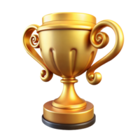 A golden trophy is displayed on a plain white surface png