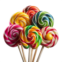 Colorful swirl lollipops collection on a transparent background png