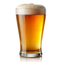 A cold beer with frothy head in a clear glass png