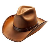 A brown cowboy hat placed on a plain white background, emphasizing its shape and color png