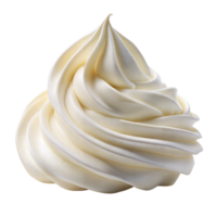 Close up view of a single whipped cream ball on a plain white background png