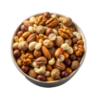 Assorted nuts in a bowl, perfect for healthy snacking png