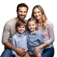 contento familia retrato con dos joven niños y padres png