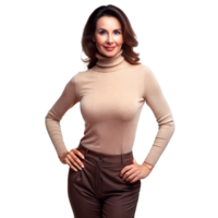 A woman standing confidently with her hands placed on her hips png