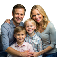 Happy family portrait with loving parents and children png