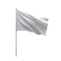 Plain white flag waving on a pole against a clear sky png