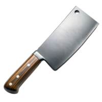 A stainless steel cleaver with a polished wooden handle png