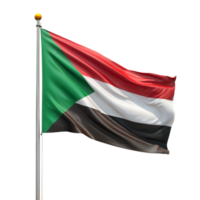 Vibrant Sudan flag waving on a transparent background png