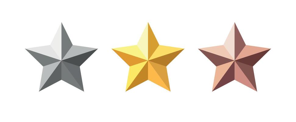 Set of gold, silver and bronze stars