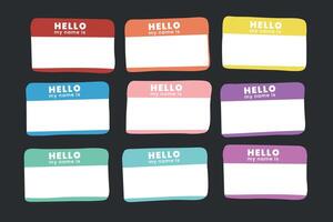 Hello my name is sticker label set. . vector