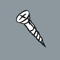 screw with hand drawing style in black and white vector