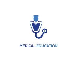 Medical education school logo design icon concept. vector