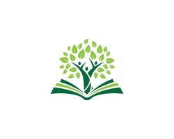 verde árbol y libro logo diseño modelo concepto vector