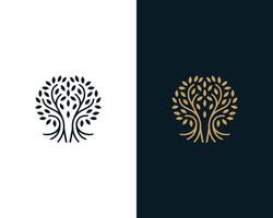 Line tree logo design icon concept template. vector