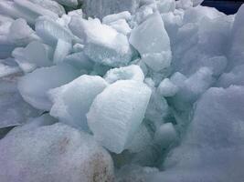 Close-up of unique ice formations, showcasing intricate patterns and textures, perfect for nature and winter designs photo