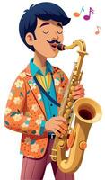 musician person plays the saxophone vector