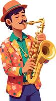 musician person plays the saxophone vector