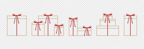 Various gift boxes with a bow. vector