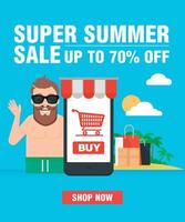 Super Summer sale up to 70 off concept modern design flat vector