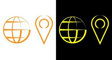 Location pointer pin or You are here marker sign symbol and world globe earth web symbol. vector