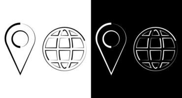 Location pointer pin or You are here marker sign symbol and world globe earth web symbol. vector