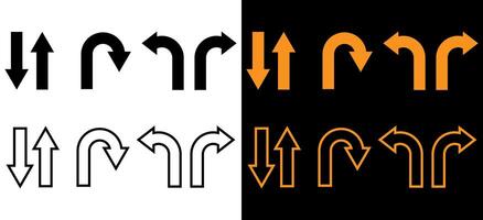 Left and right direction arrow icon, one way only, U Turn sign symbol. vector