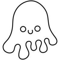 Illustrated ghost line art illustration. Ghost doodle icon. Cute drawing of ghost. vector