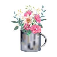 Flowers in A Metal Vase vector