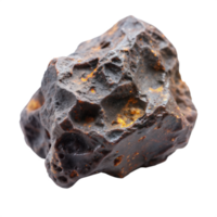 Close-up image of rugged rustic meteorite on a clear backdrop png