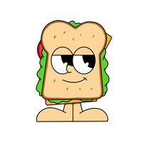 sandwich groovy cartoon vector