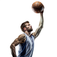 Athletic man in action shooting basketball on clear background png