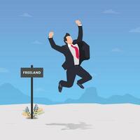 Businessman jump in free land. Freedom design illustration vector