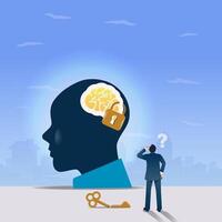 Lock brain in head. Doctrine and lack of freedom of opinion illustration vector