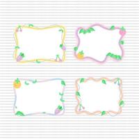 fruit and nature theme note or frame pastel color design collection vector