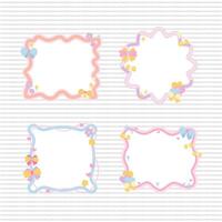 adorable ribbon and flower theme note or frame pastel color design collection vector