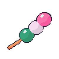 Illustration of Dango food with Pixel Art Design vector