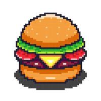 Illustration of Burger with Pixel Art Design vector