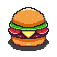 Illustration of Burger with Pixel Art Design vector