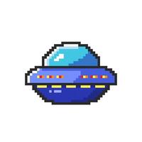 Illustration of Ufo Spaceship with Pixel Art Design vector