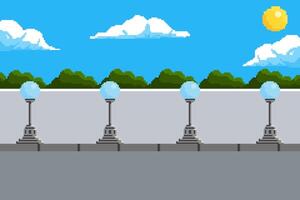 Illustration of a bright garden background with Pixel Art Design vector