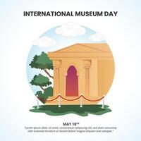 internacional museo día antecedentes con un museo edificio vector