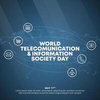 World Telecommunication and Information Society Day with a world map vector