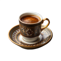 Elegant vintage coffee cup filled with fresh brew png