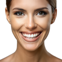 radiante jovem mulher sorridente com lindo dentes e olhos png