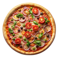 Delicious vegetarian pizza topped with fresh vegetables png