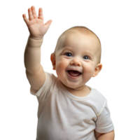 Happy baby waving hand with joy and excitement png